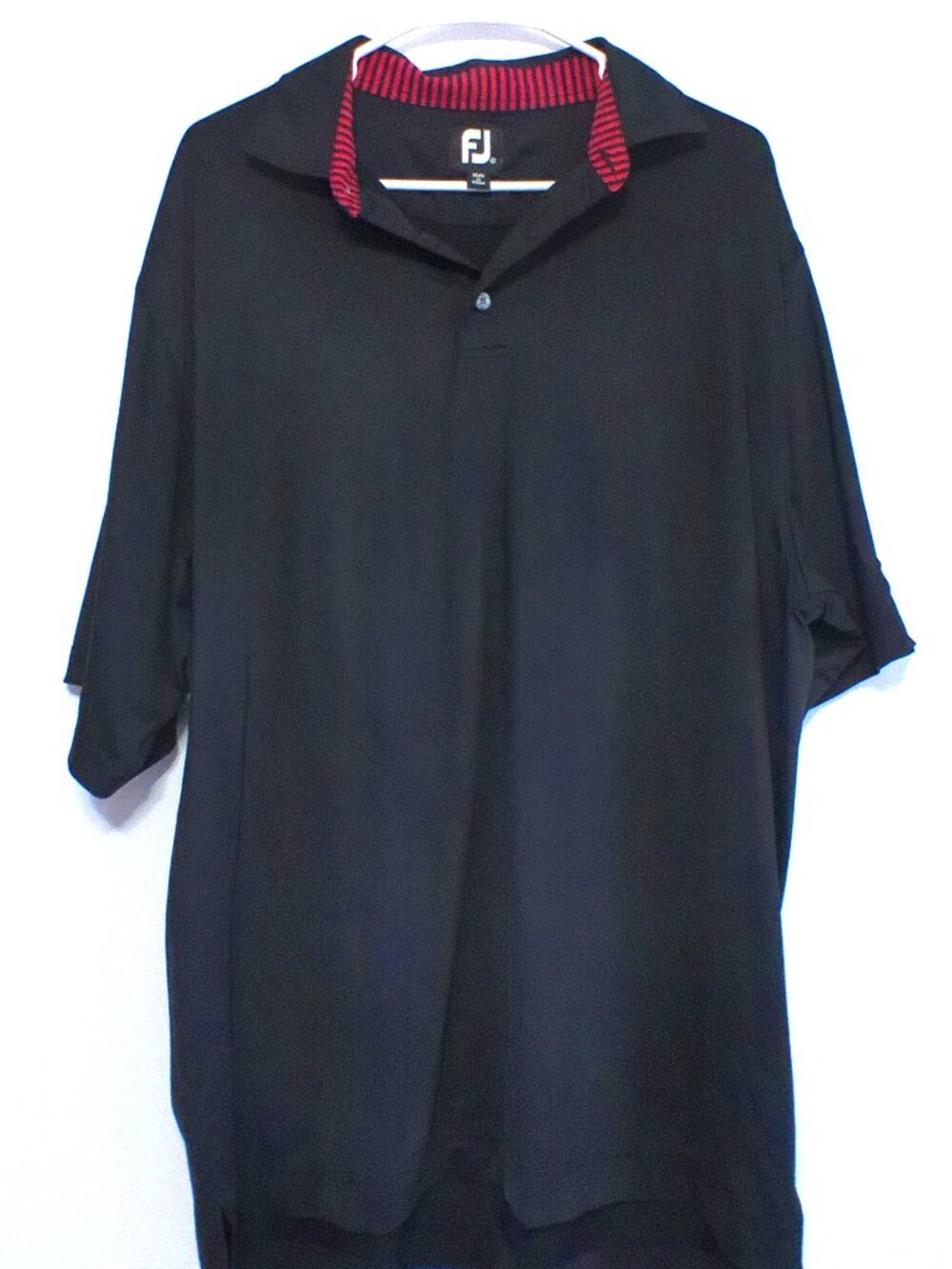 FootJoy FJ Polo Shirt Mens XL Black Golf Performance Stripe Collar Short Sleeve